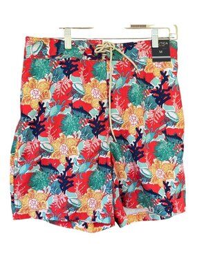 Nautica Mens MEDIUM Swimsuit Trunks Shorts Crabs Fish Shells Coral Mesh Liner